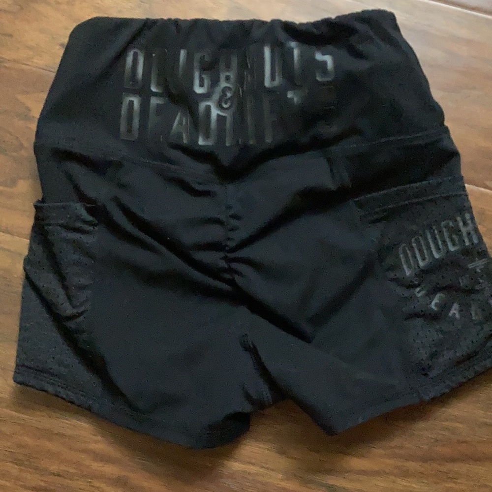 Black Doughnuts and Deadlifts Scrunch Shorts